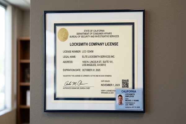 BSIS license verification for Pacifica locksmith services