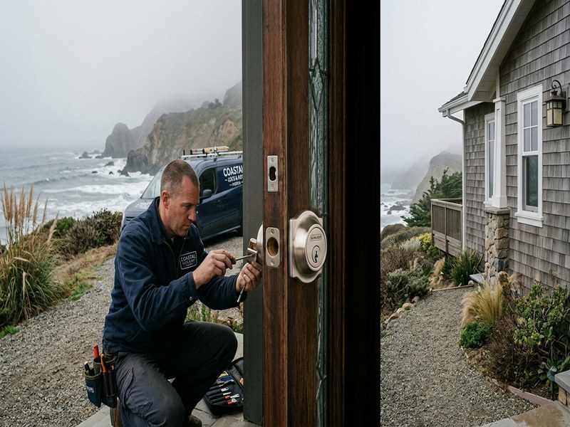 Coastal lock inspection at Pacifica beachfront property